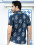 Miravan Mens Pure Cotton Blue Floral Printed Half Sleeve Slim Fit Shirt
