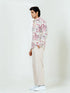 Miravan Mens Pure Cotton Light Pink Bird And Floral Printed Full Sleeve Slim Fit Shirt