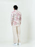 Miravan Mens Pure Cotton Light Pink Bird And Floral Printed Full Sleeve Slim Fit Shirt