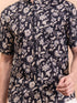 Miravan Mens Floral Printed Half Sleeve Spread Collar Ethnic Motifs Black Slim Fit Shirt
