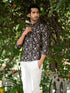 Miravan Mens Cotton Black Floral Printed Full Sleeve Slim Fit Shirt