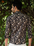 Miravan Mens Cotton Black Floral Printed Full Sleeve Slim Fit Shirt