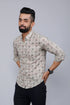 Miravan Mens Beige Comfort Floral Printed Casual Shirt
