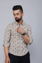 Miravan Mens Beige Comfort Floral Printed Casual Shirt