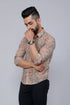 Miravan Mens Beige Comfort Floral Printed Casual Shirt