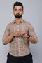 Miravan Mens Beige Comfort Floral Printed Casual Shirt