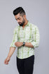 Miravan Mens Premium Green And White Slim Fit Tie Dye Cotton Shirt