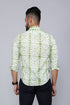 Miravan Mens Premium Green And White Slim Fit Tie Dye Cotton Shirt