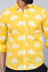Miravan Mens Yellow And White Floral Printed Full Sleeves Cotton Casual Shirt