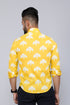Miravan Mens Yellow And White Floral Printed Full Sleeves Cotton Casual Shirt
