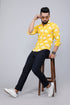 Miravan Mens Yellow And White Floral Printed Full Sleeves Cotton Casual Shirt