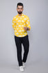 Miravan Mens Yellow And White Floral Printed Full Sleeves Cotton Casual Shirt
