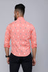 Miravan Mens Peach Spread Collar Animal Print Partywear Shirt