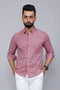 Miravan Mens Pink Spread Collar Floral Print Casual Shirt