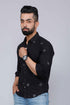 Miravan Mens Black Pure Cotton Floral Print Casual Shirt