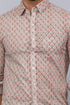 Miravan Mens Beige Pure Cotton Handblock Floral Print Shirt