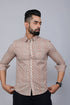 Miravan Mens Beige Pure Cotton Handblock Floral Print Shirt