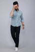 Miravan Mens White and Blue Premium Cotton Floral Print Casual Shirt