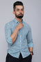 Miravan Mens White and Blue Premium Cotton Floral Print Casual Shirt