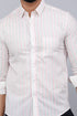 Miravan Mens White Spread Collar Striped Print Casual Shirt