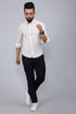 Miravan Mens White Spread Collar Striped Print Casual Shirt