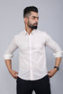 Miravan Mens White Spread Collar Striped Print Casual Shirt