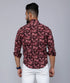Miravan Mens Floral Slim Fit Long Sleeves Maroon Shirt