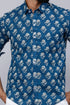 Miravan Mens Blue Spread Collar Floral Print Casual Shirt