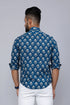 Miravan Mens Blue Spread Collar Floral Print Casual Shirt
