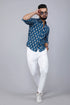 Miravan Mens Blue Spread Collar Floral Print Casual Shirt