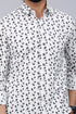 Miravan Mens White Spread Collar Bird Print Casual Shirt