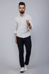 Miravan Mens White Spread Collar Bird Print Casual Shirt