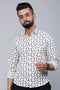 Miravan Mens White Spread Collar Bird Print Casual Shirt