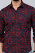 Miravan Mens Maroon Floral Printed Casual Full Sleeves Cotton Shirt