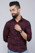 Miravan Mens Maroon Floral Printed Casual Full Sleeves Cotton Shirt