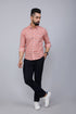 Miravan Mens Peach Spread Collar Floral Print Casual Shirt