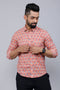 Miravan Mens Peach Spread Collar Floral Print Casual Shirt