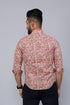 Miravan Mens Orange Printed Full Sleeve Cotton Shirt