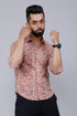 Miravan Mens Orange Printed Full Sleeve Cotton Shirt