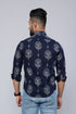 Miravan Mens Blue Spread Collar Floral Print Shirt
