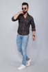 Miravan Mens Black Slim Fit Full Sleeves Shirt