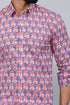 Miravan Mens Purple Floral Design Stylish Casual Cotton Shirt