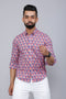 Miravan Mens Purple Floral Design Stylish Casual Cotton Shirt