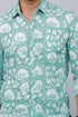 Miravan Mens Cotton Green Floral Printed Slim Fit Shirt