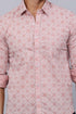 Miravan Mens Pink Pure Cotton Floral Print Slim Fit Casual Shirt