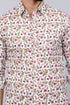 Miravan Mens Cotton Printed Full Sleeve Slim Fit Spread Neck White and Pink Colour Shirt