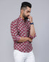 Miravan Mens Cotton Maroon Floral Printed Slim Fit Shirt