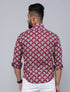 Miravan Mens Cotton Maroon Floral Printed Slim Fit Shirt