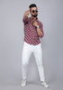 Miravan Mens Cotton Maroon Floral Printed Slim Fit Shirt