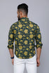 Miravan Mens Cotton Printed Full Sleeve Slim Fit Spread Neck Green Shirt
